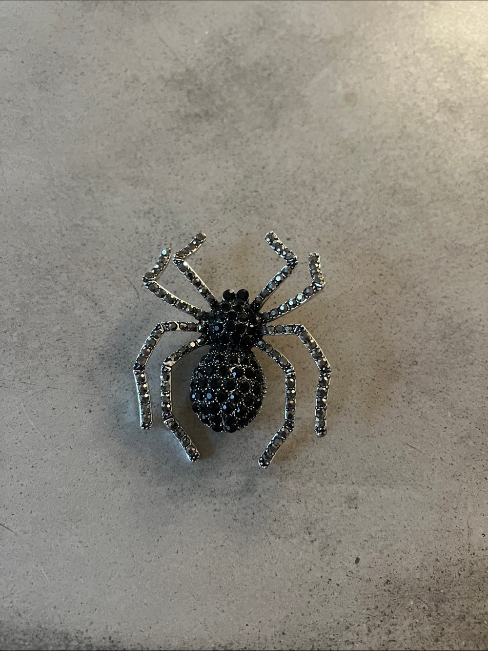 Black Crystal Spider Brooch